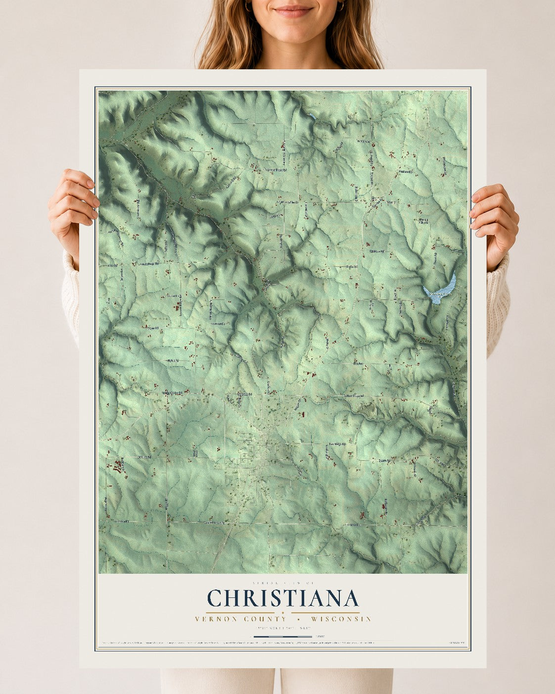 Map of Christiana, Vernon County, Wisconsin, 24 x 36 inch unframed archival matte print