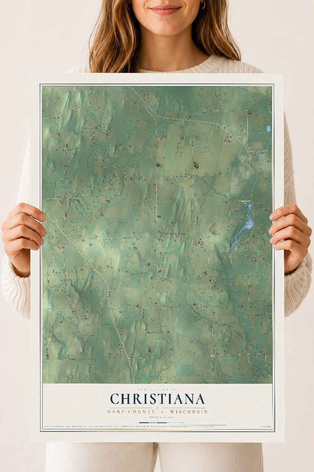 Map of Christiana, Dane County, Wisconsin, 18 x 24 inch unframed archival matte print