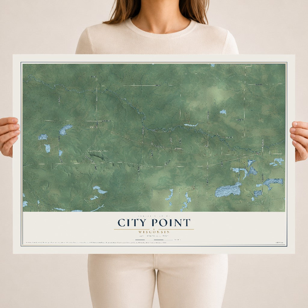Map of City Point, Wisconsin, 18 x 24 inch unframed archival matte print