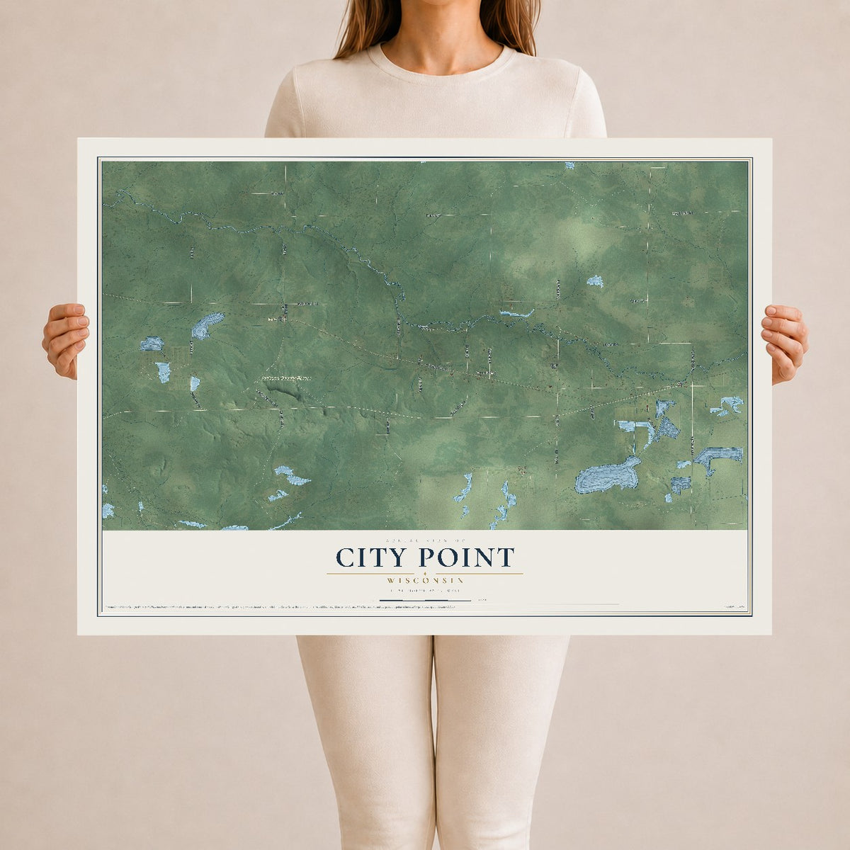 Map of City Point, Wisconsin, 24 x 36 inch unframed archival matte print