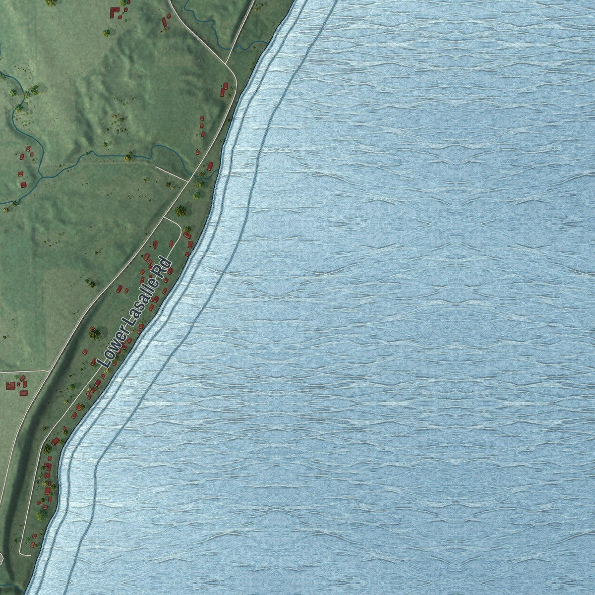 Close-up of the map of Clay Banks, Wisconsin print showing street and building detail