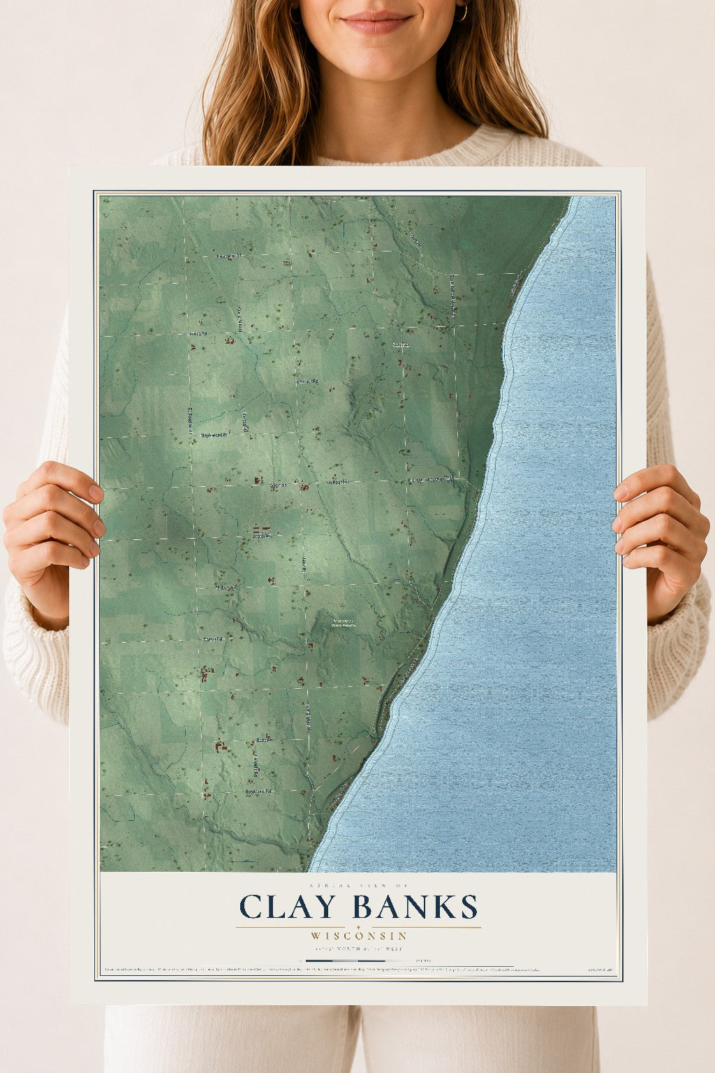 Map of Clay Banks, Wisconsin, 18 x 24 inch unframed archival matte print
