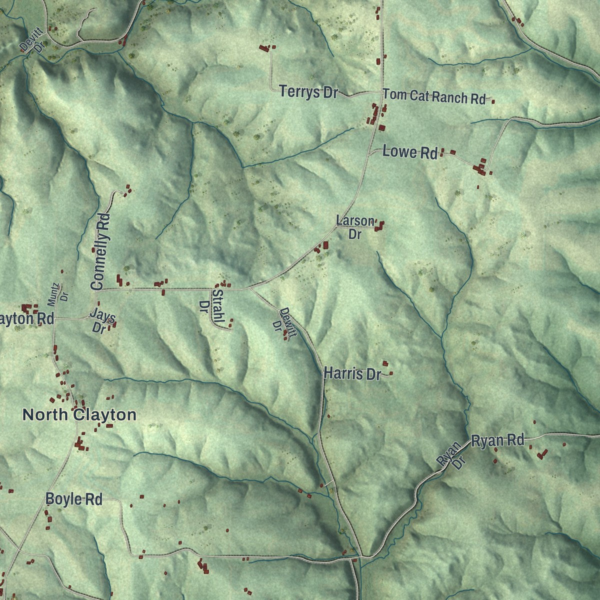 Second close-up of the map of the Town of Clayton, Crawford County, Wisconsin print showing more streets and buildings