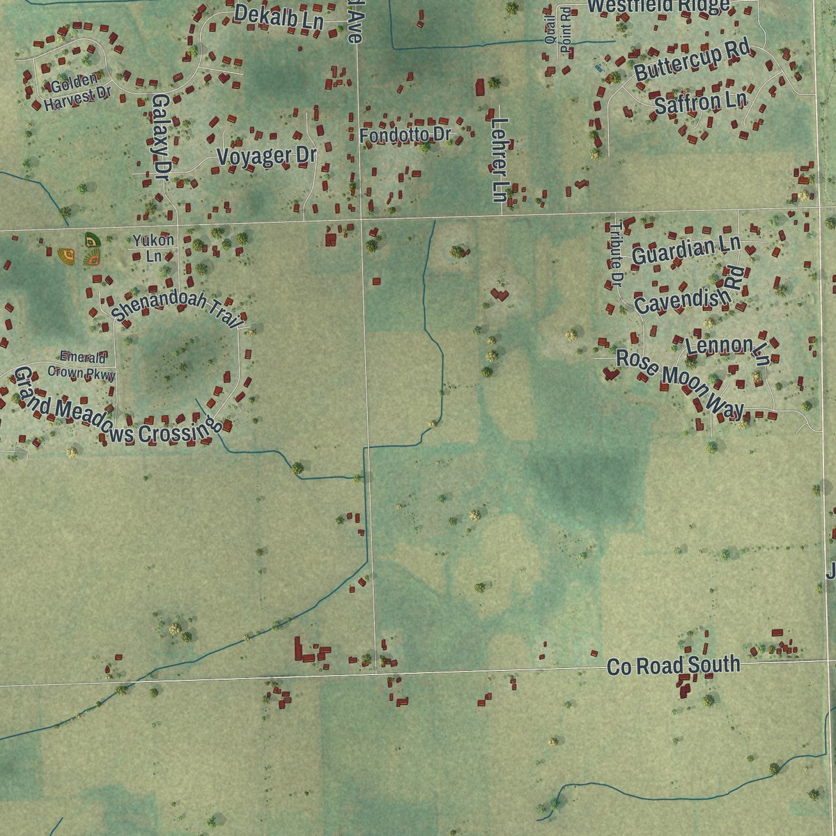 Close-up of the map of the Town of Clayton, Winnebago County, Wisconsin print showing street and building detail