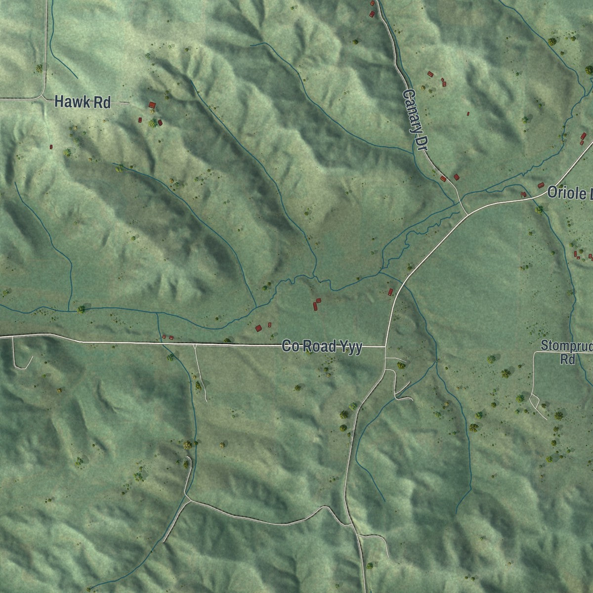 Close-up of the map of Clear Creek, Wisconsin print showing street and building detail