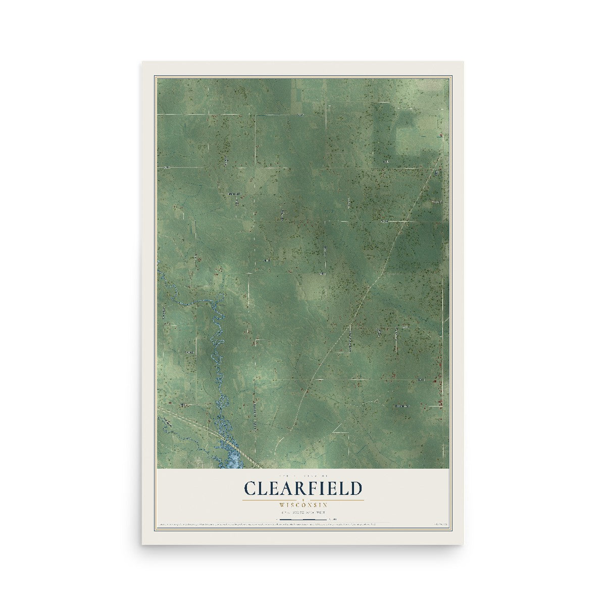 Map of Clearfield, Wisconsin, 12 x 18 inch unframed archival matte print