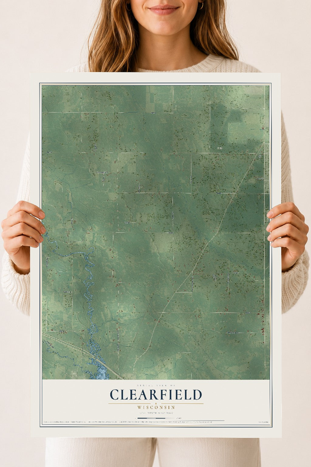 Map of Clearfield, Wisconsin, 18 x 24 inch unframed archival matte print