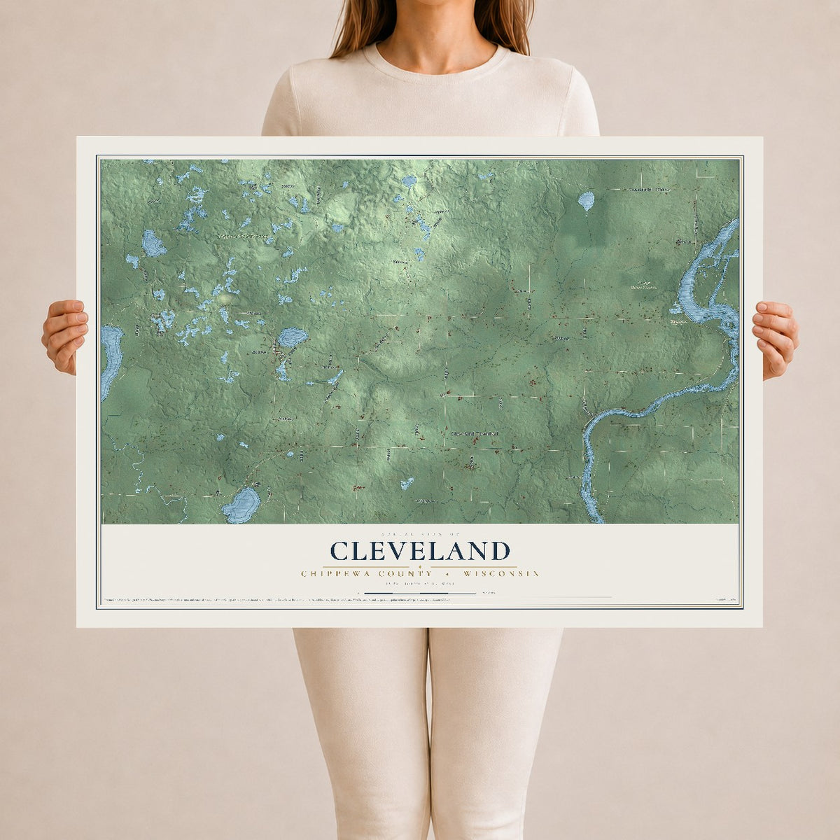 Map of Cleveland, Chippewa County, Wisconsin, 24 x 36 inch unframed archival matte print