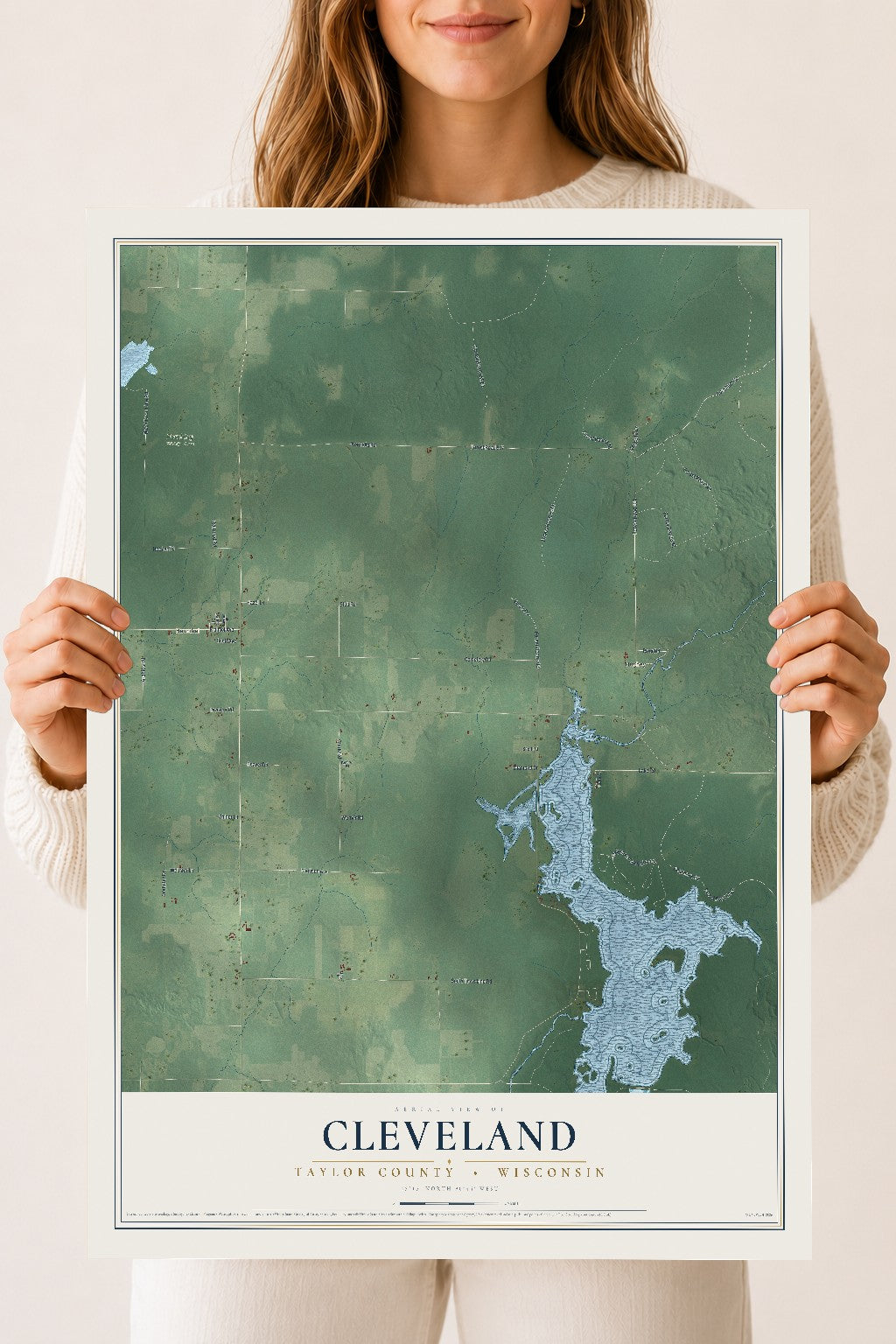 Map of Cleveland, Taylor County, Wisconsin, 18 x 24 inch unframed archival matte print
