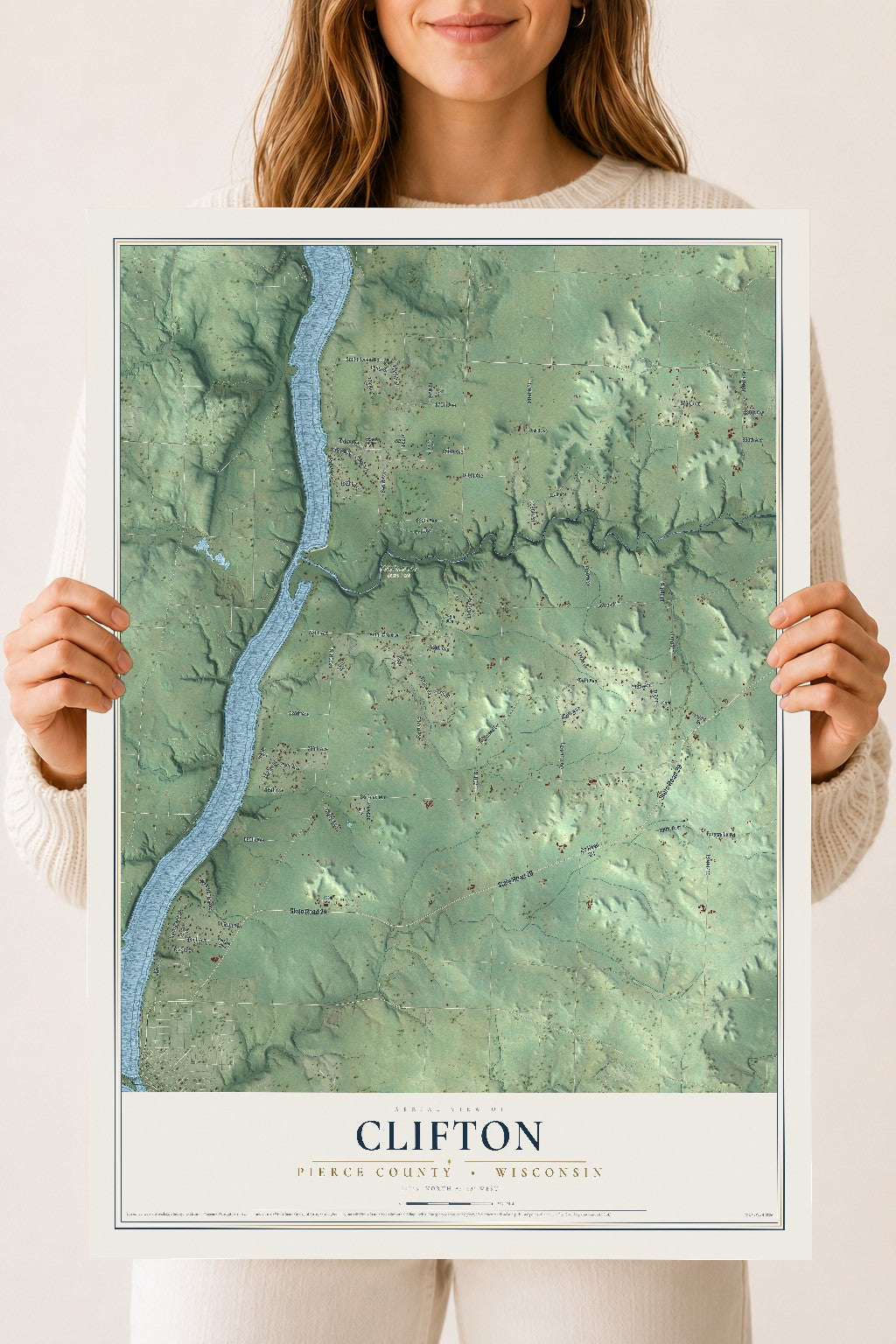 Map of Clifton, Pierce County, Wisconsin, 18 x 24 inch unframed archival matte print