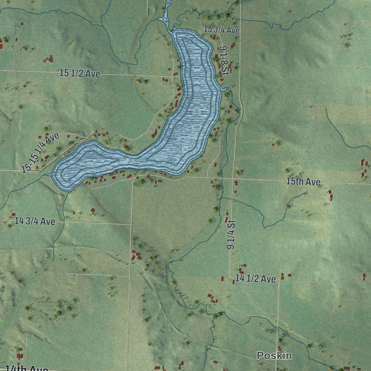Close-up of the map of the Town of Clinton, Barron County, Wisconsin print showing street and building detail