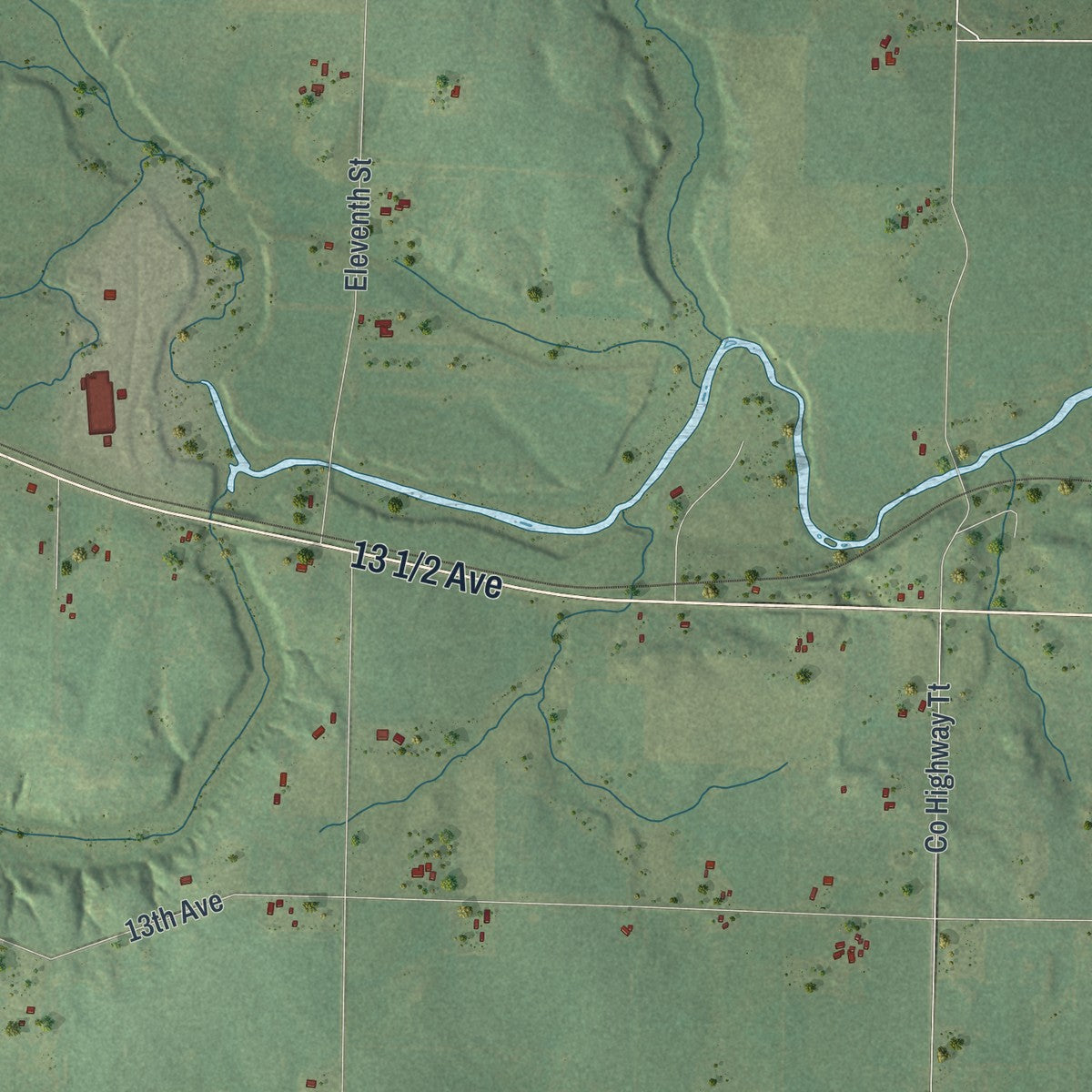 Second close-up of the map of the Town of Clinton, Barron County, Wisconsin print showing more streets and buildings
