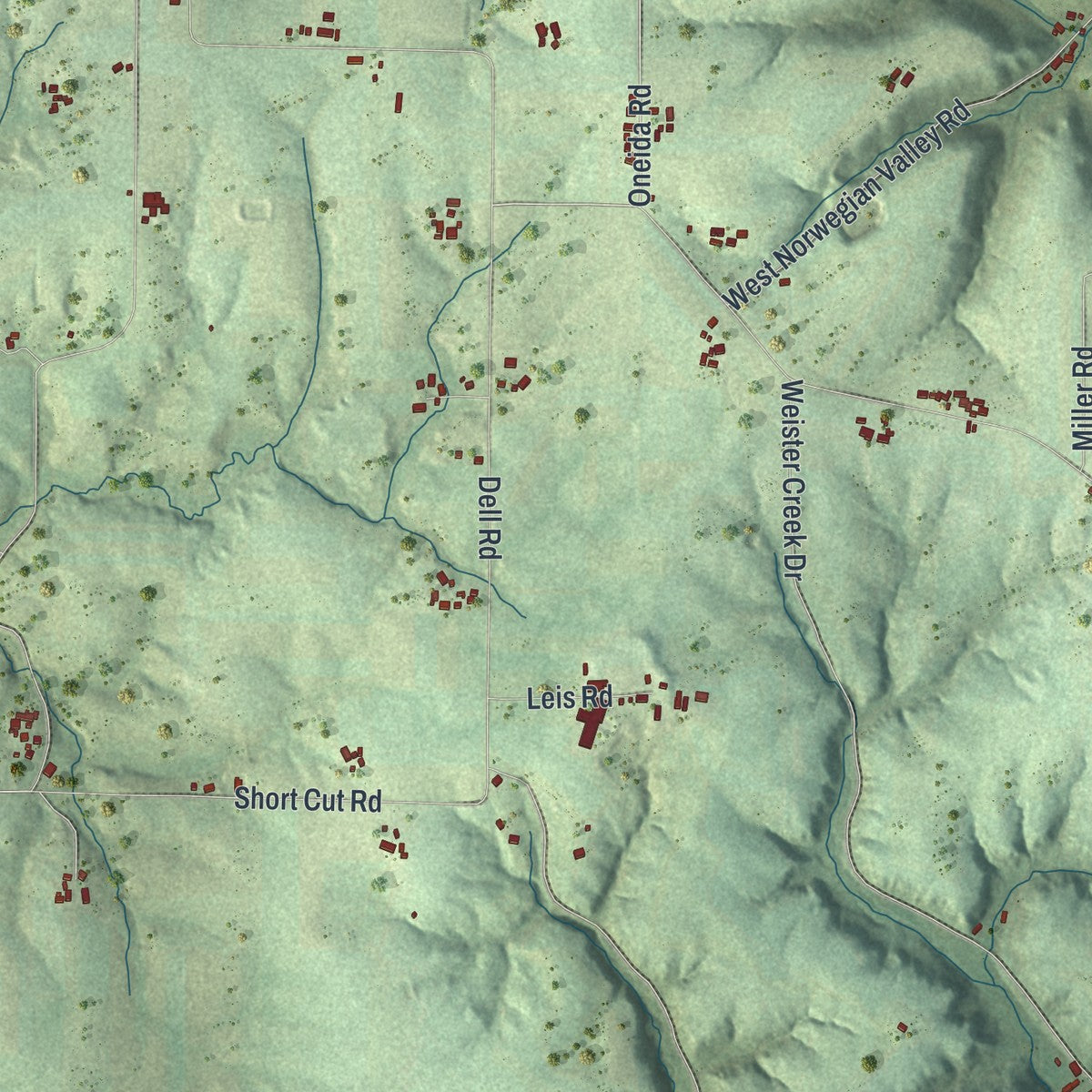Close-up of the map of the Town of Clinton, Vernon County, Wisconsin print showing street and building detail