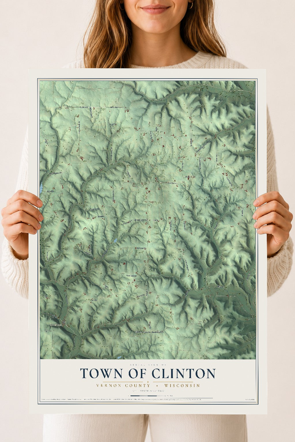 Map of the Town of Clinton, Vernon County, Wisconsin, 18 x 24 inch unframed archival matte print