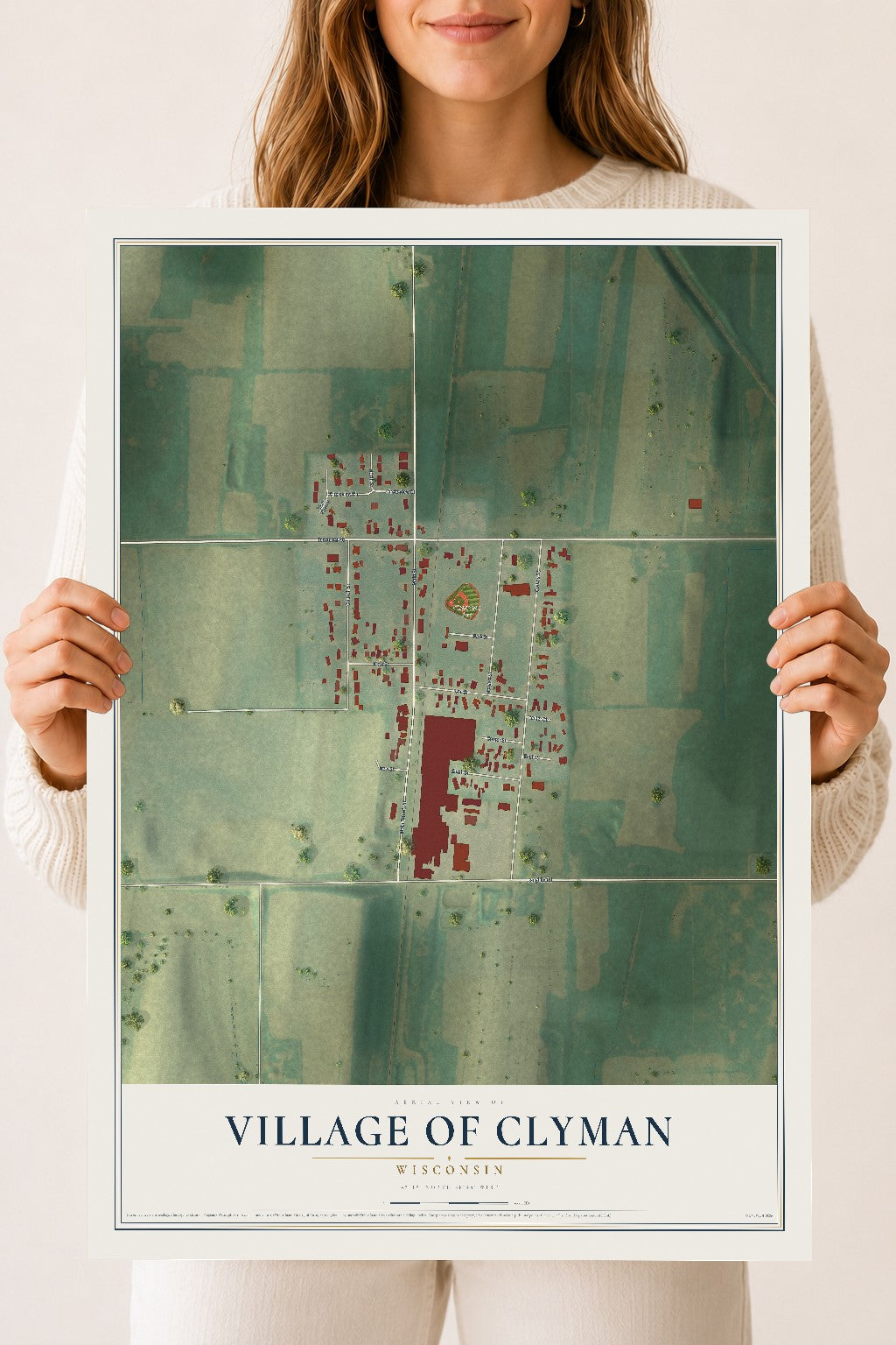 Map of Clyman, Wisconsin, 18 x 24 inch unframed archival matte print