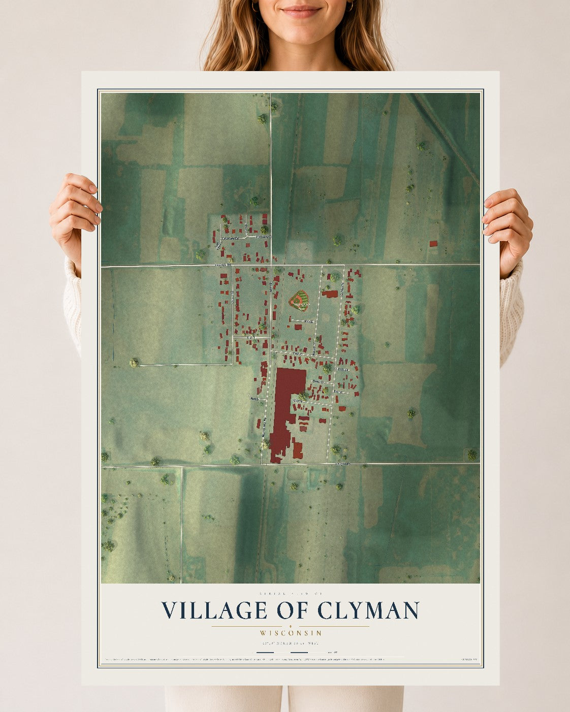 Map of Clyman, Wisconsin, 24 x 36 inch unframed archival matte print