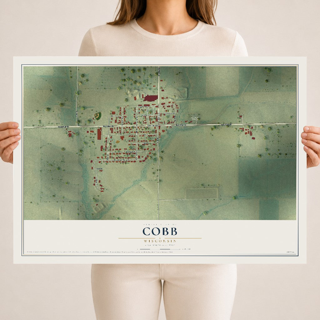 Map of Cobb, Wisconsin, 18 x 24 inch unframed archival matte print