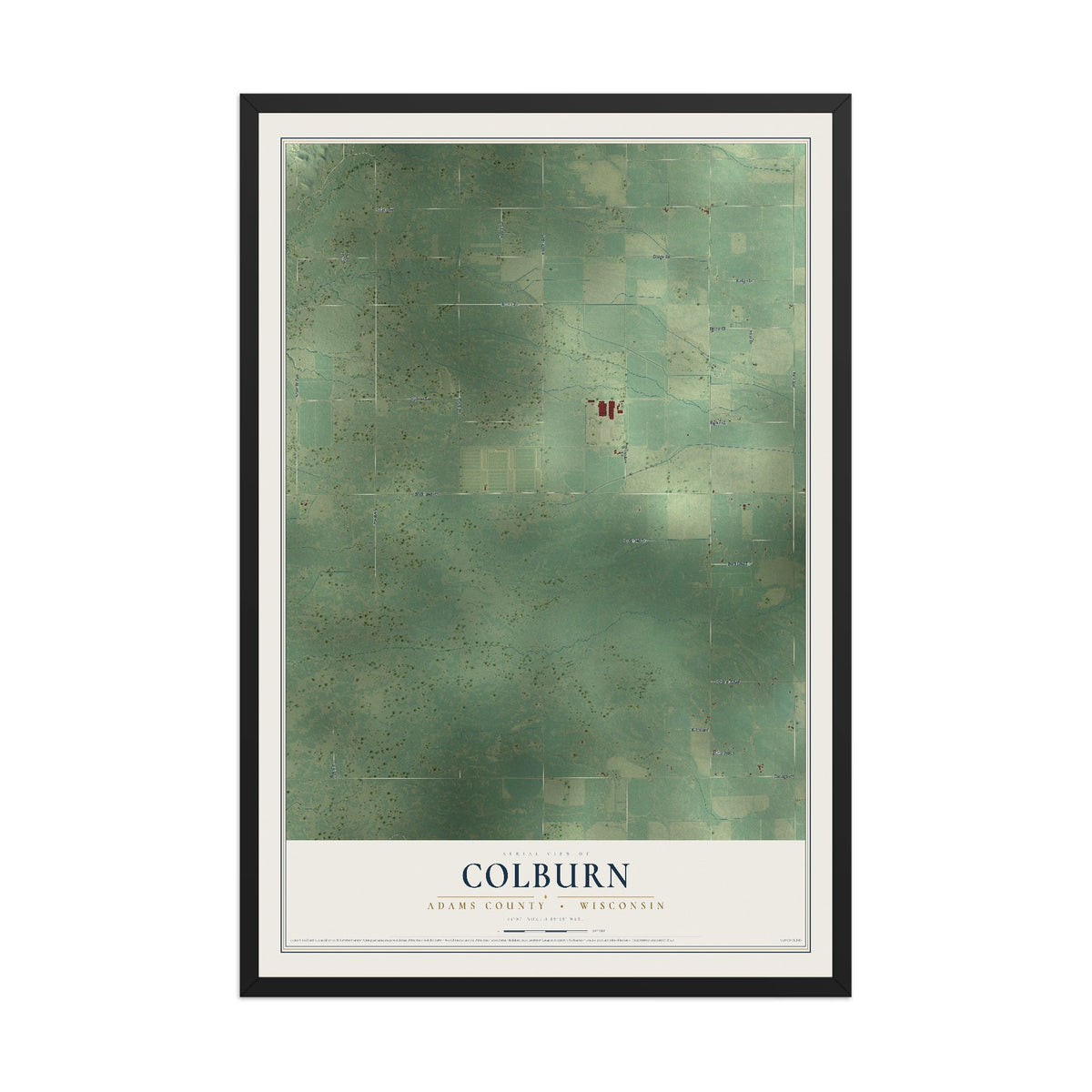 Map of Colburn, Adams County, Wisconsin, 12 x 18 inch print in a black wood frame