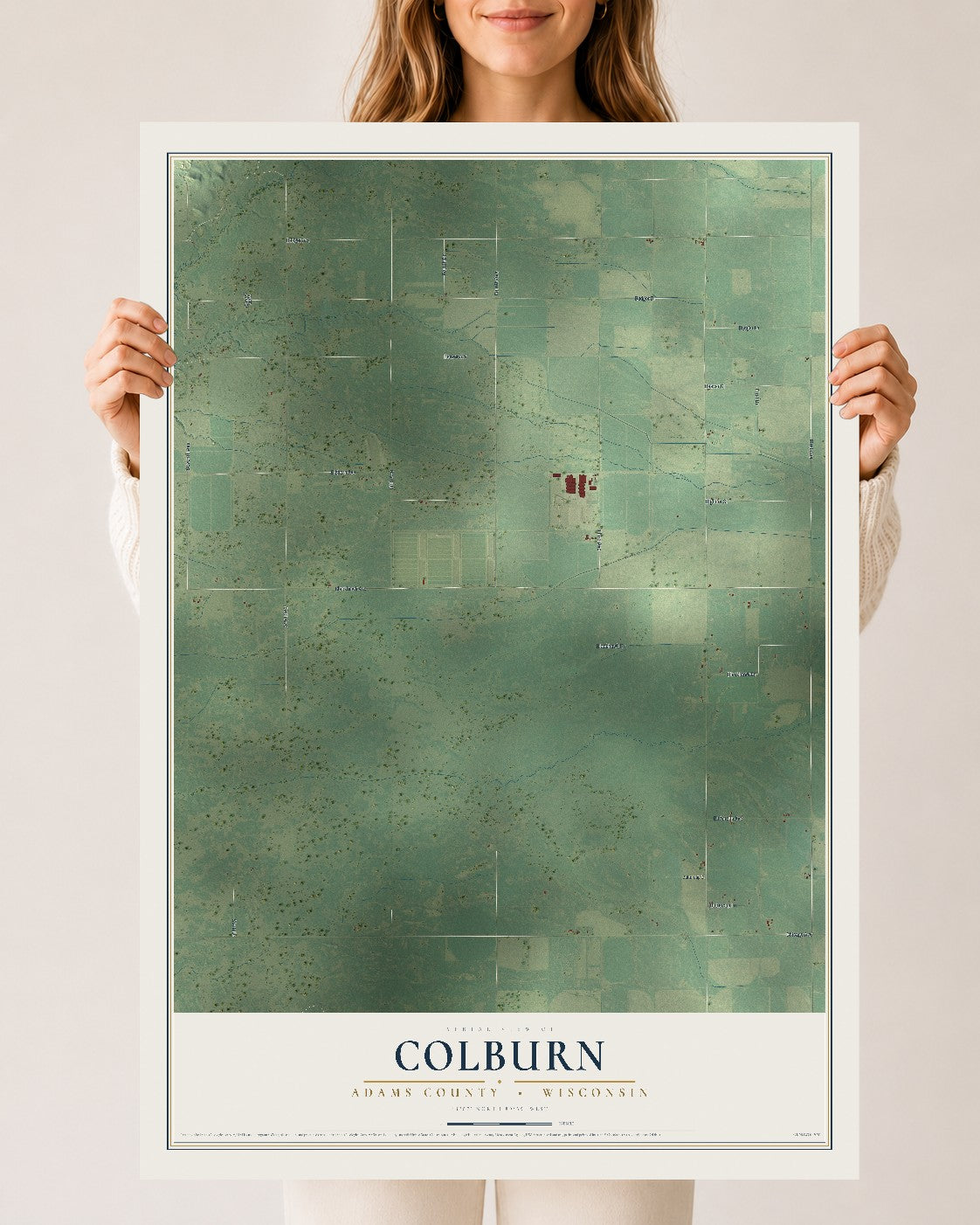 Map of Colburn, Adams County, Wisconsin, 24 x 36 inch unframed archival matte print
