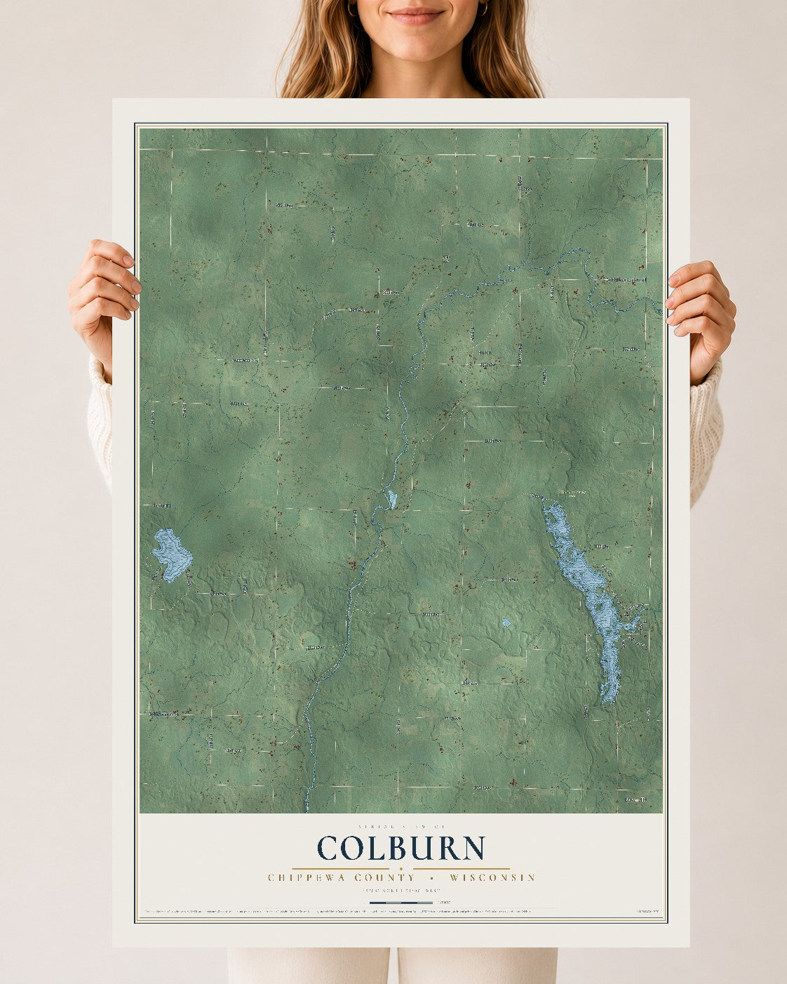 Map of Colburn, Chippewa County, Wisconsin, 24 x 36 inch unframed archival matte print