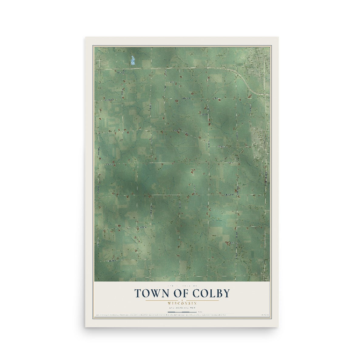 Map of the Town of Colby, Wisconsin, 12 x 18 inch unframed archival matte print