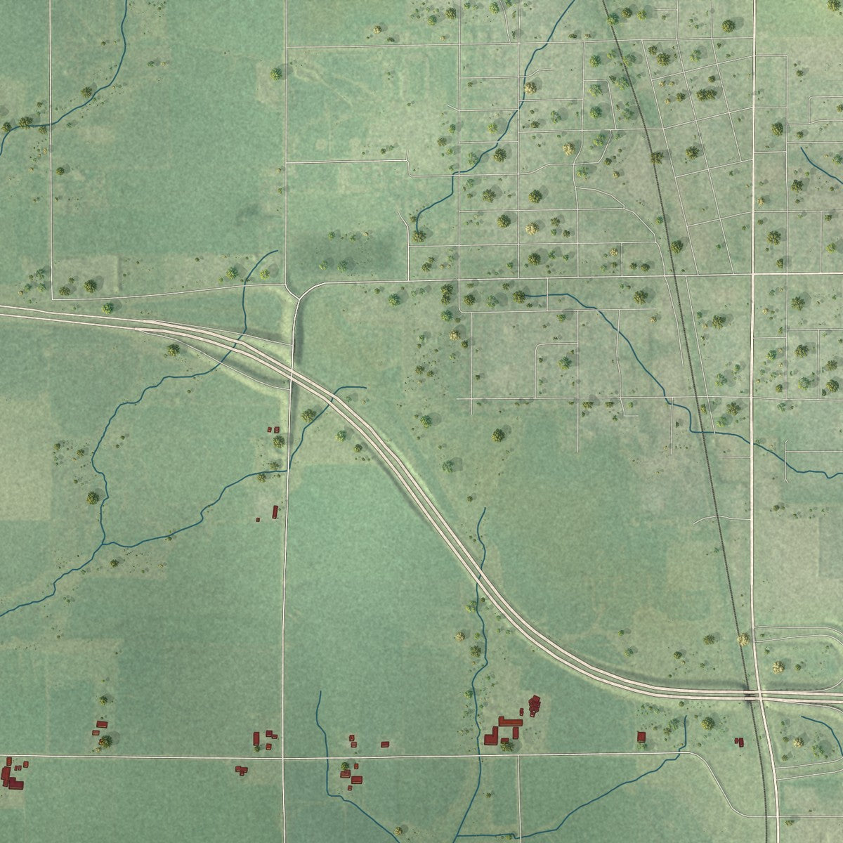 Close-up of the map of the Town of Colby, Wisconsin print showing street and building detail