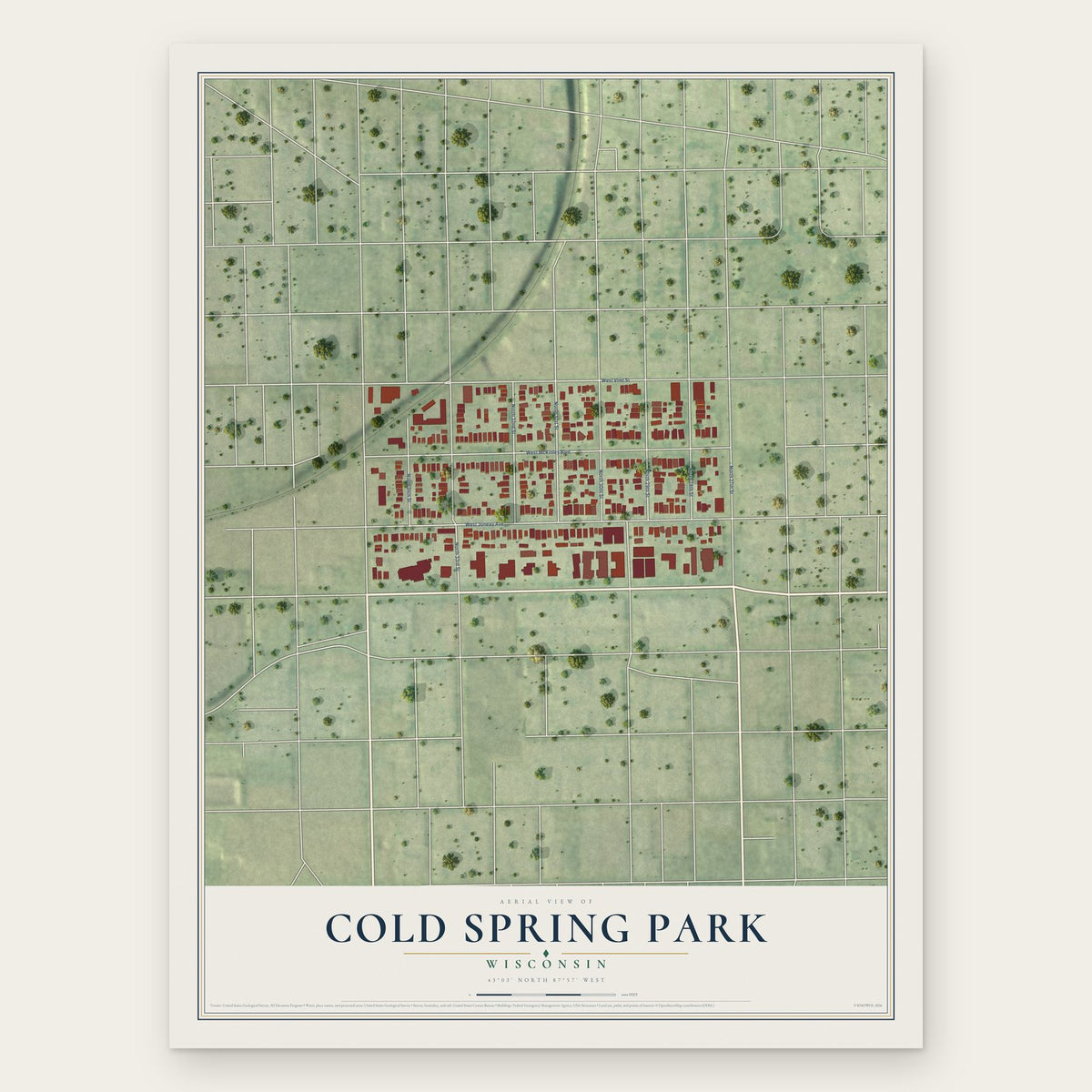 Cold Spring Park, Wisconsin map print, the full design