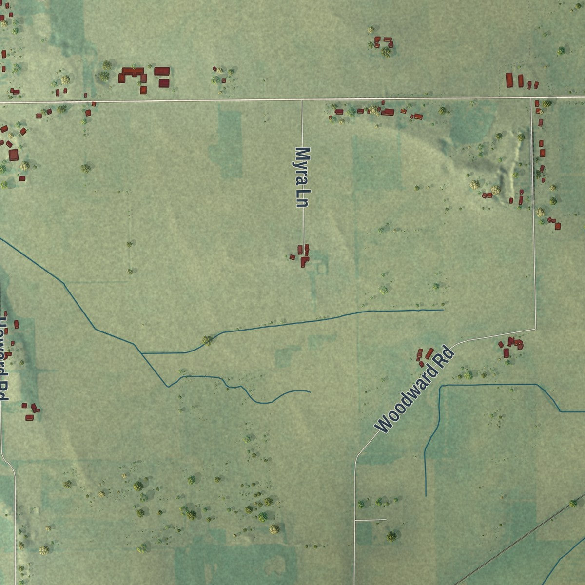 Second close-up of the map of Cold Spring, Wisconsin print showing more streets and buildings