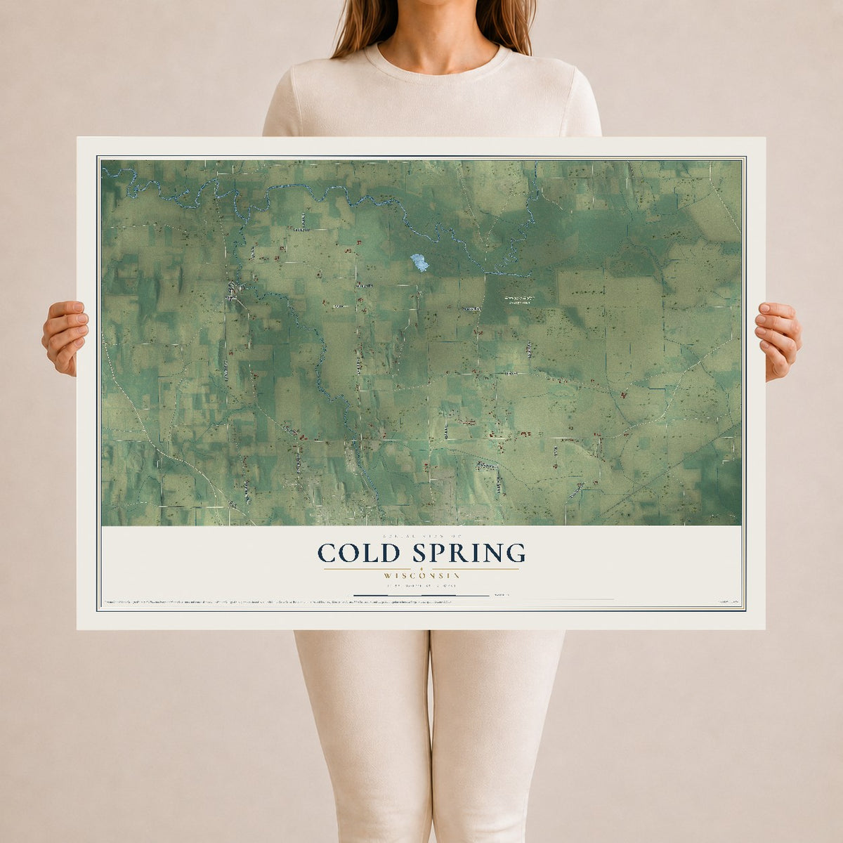 Map of Cold Spring, Wisconsin, 24 x 36 inch unframed archival matte print