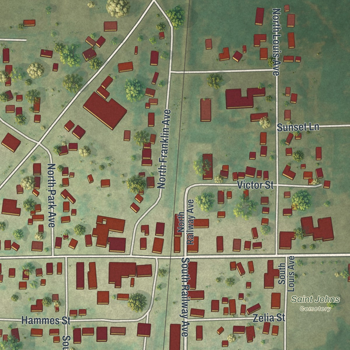 Close-up of the map of Coleman, Wisconsin print showing street and building detail