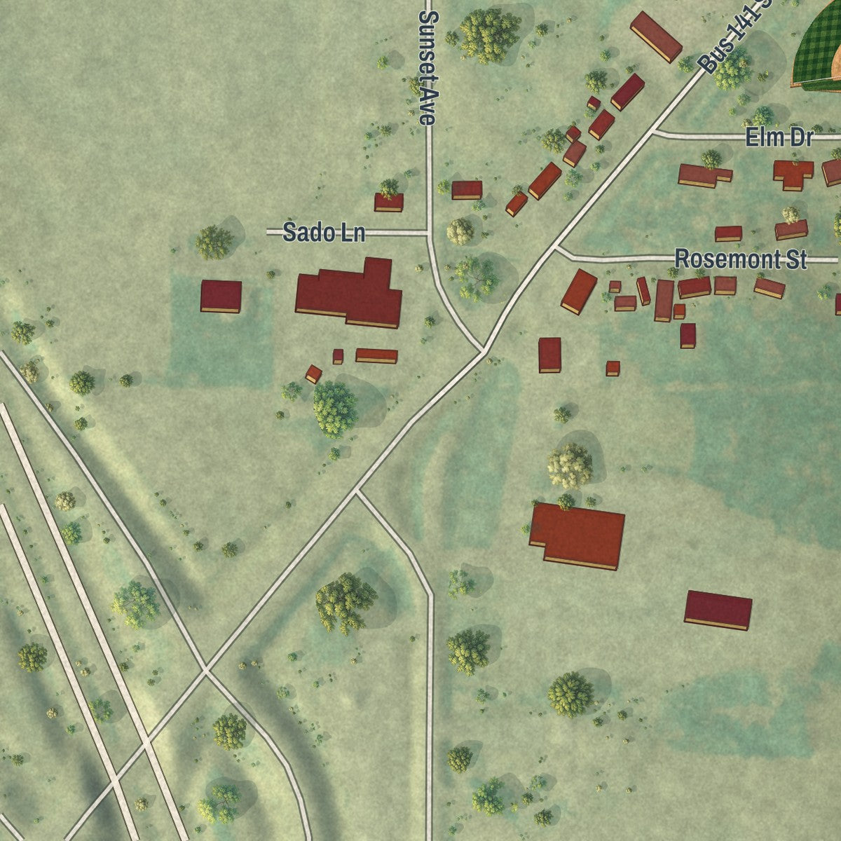 Second close-up of the map of Coleman, Wisconsin print showing more streets and buildings