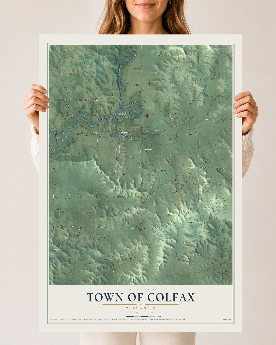 Map of the Town of Colfax, Wisconsin, 24 x 36 inch unframed archival matte print