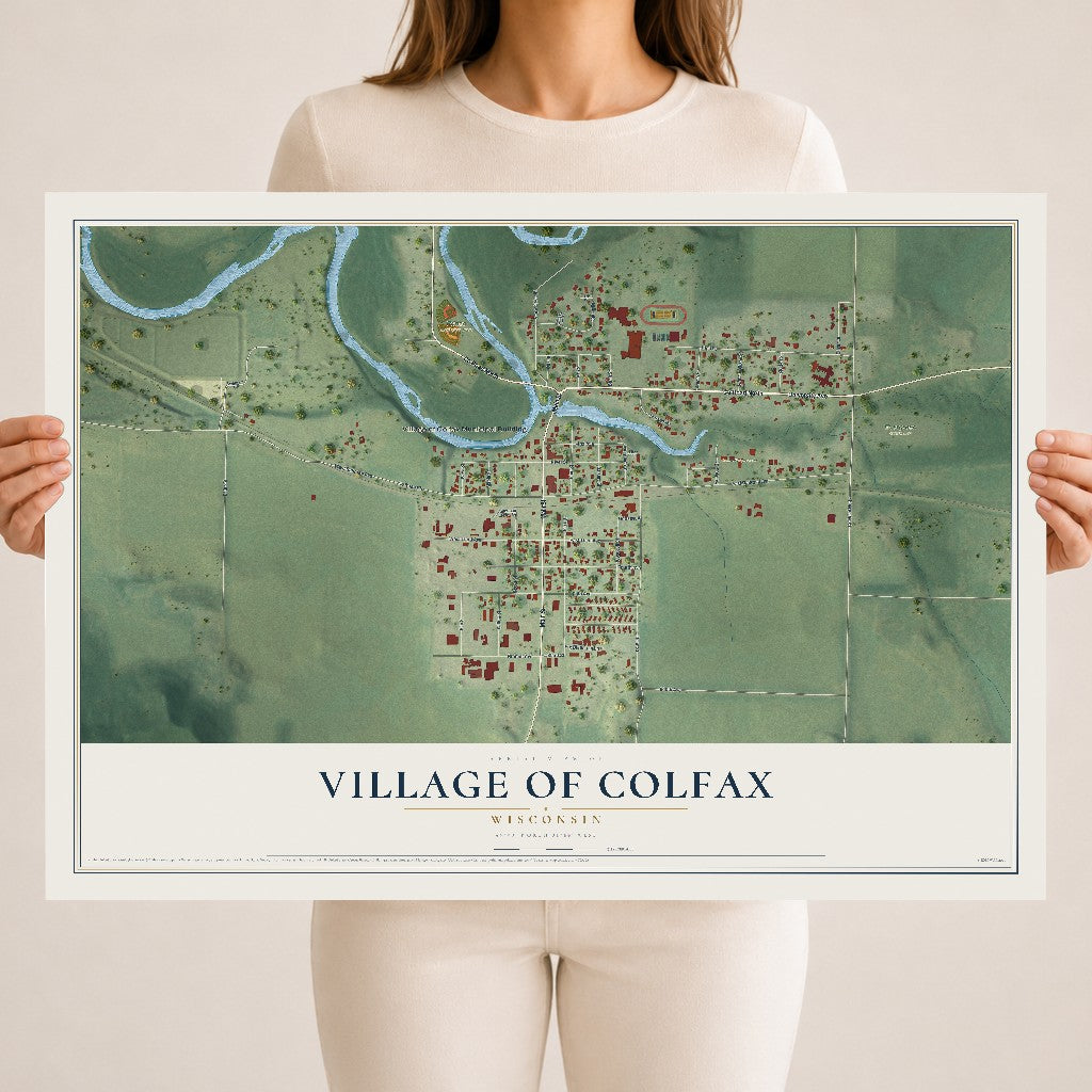 Map of Colfax, Wisconsin, 18 x 24 inch unframed archival matte print