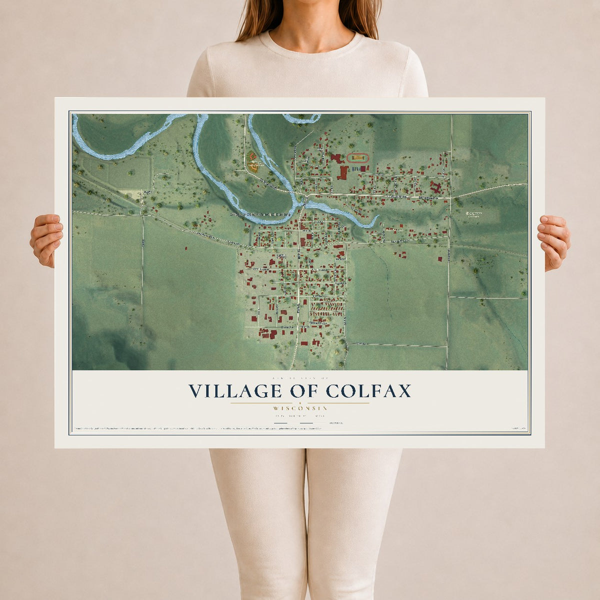 Map of Colfax, Wisconsin, 24 x 36 inch unframed archival matte print
