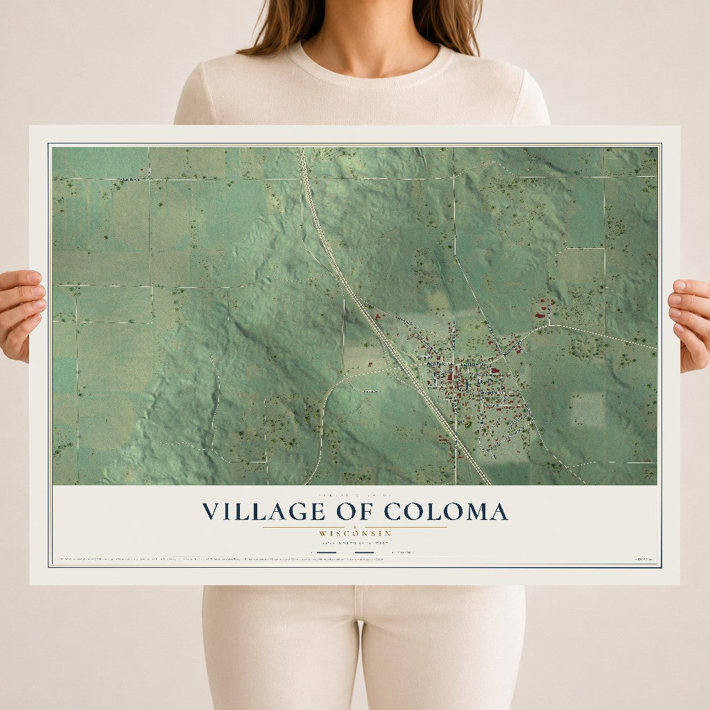 Map of Coloma, Wisconsin, 18 x 24 inch unframed archival matte print