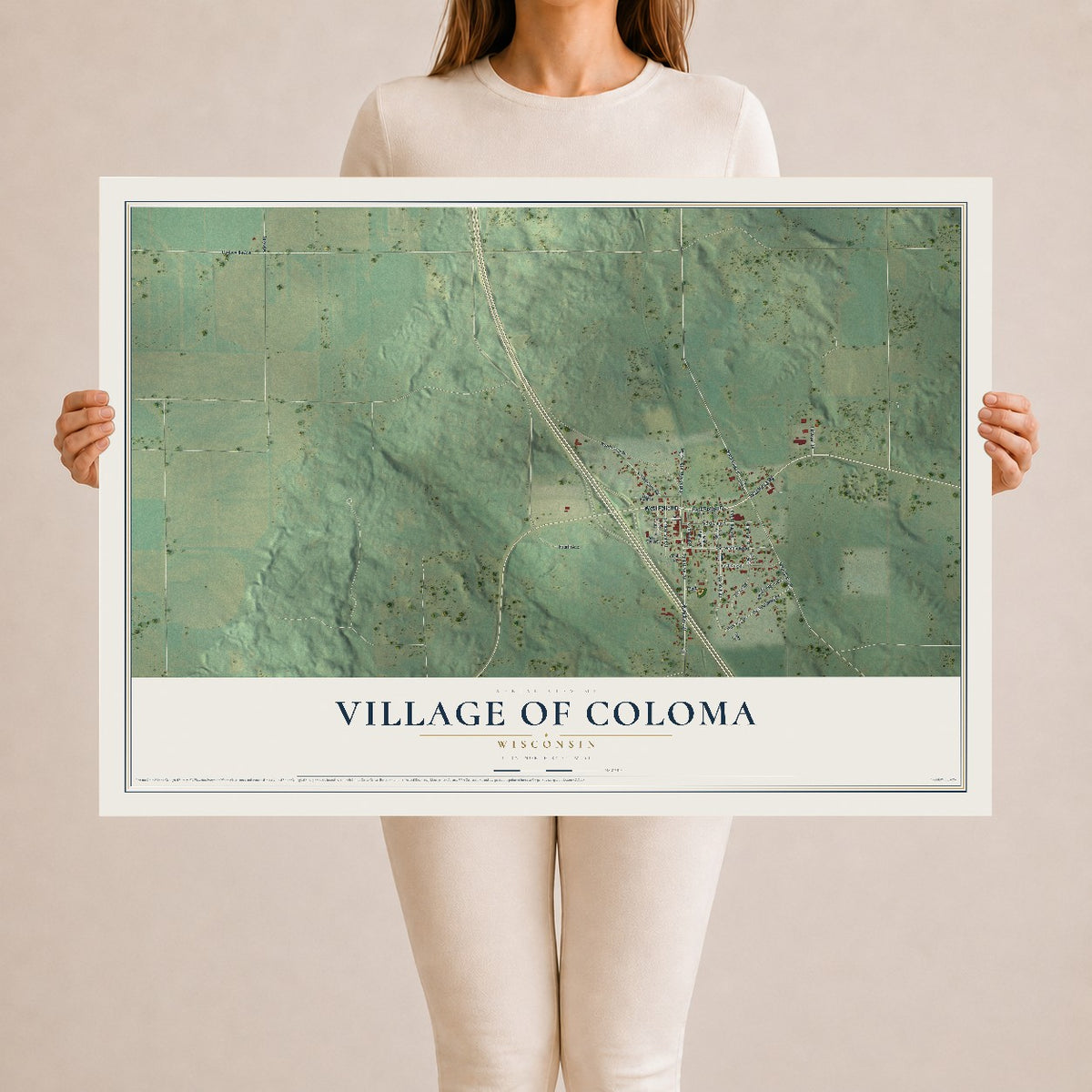 Map of Coloma, Wisconsin, 24 x 36 inch unframed archival matte print
