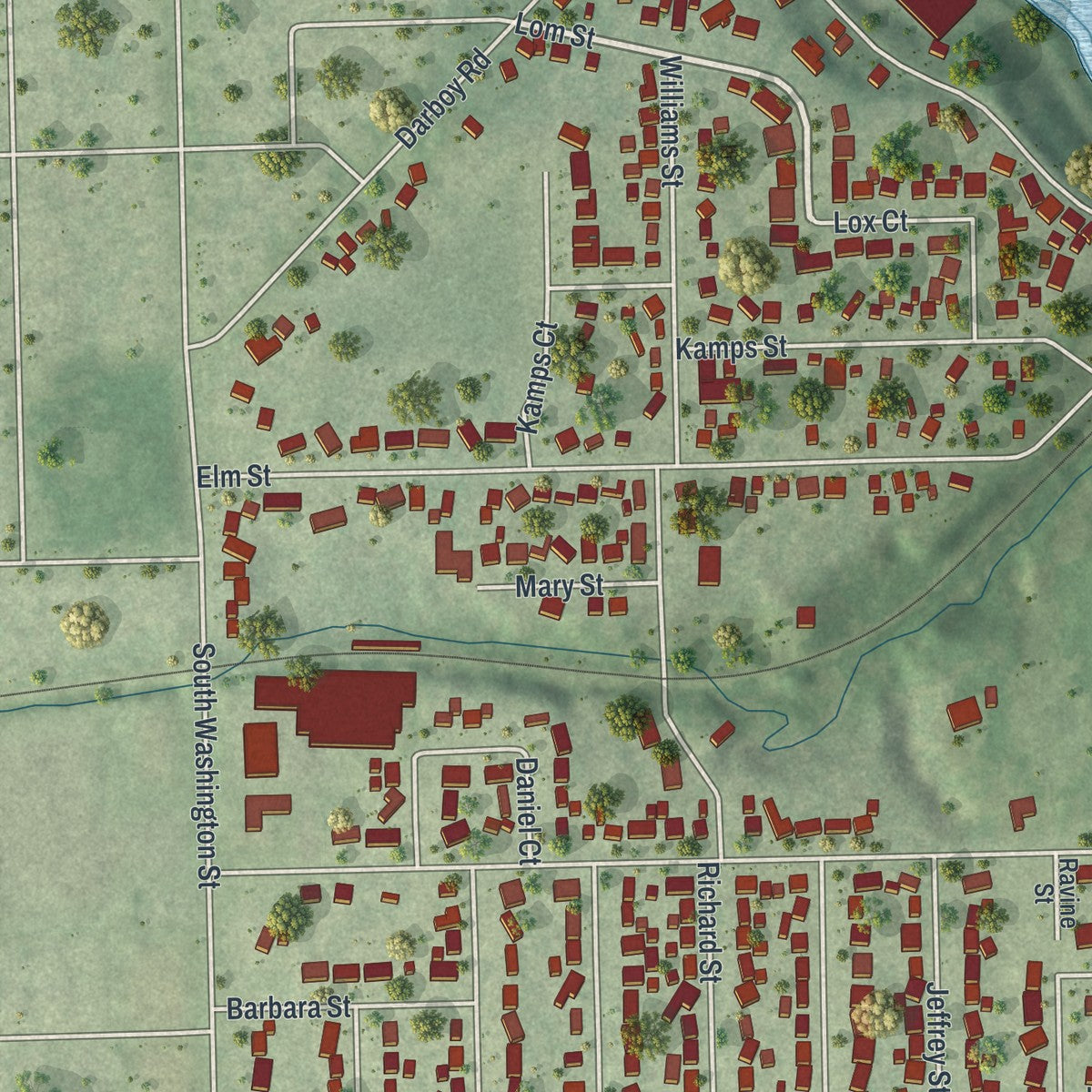 Close-up of the map of Combined Locks, Wisconsin print showing street and building detail