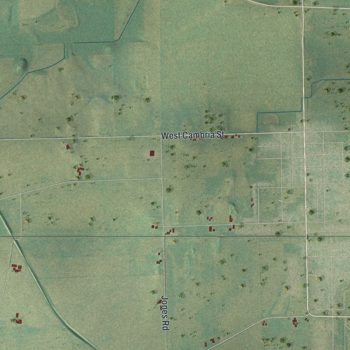 Second close-up of the map of Courtland, Wisconsin print showing more streets and buildings