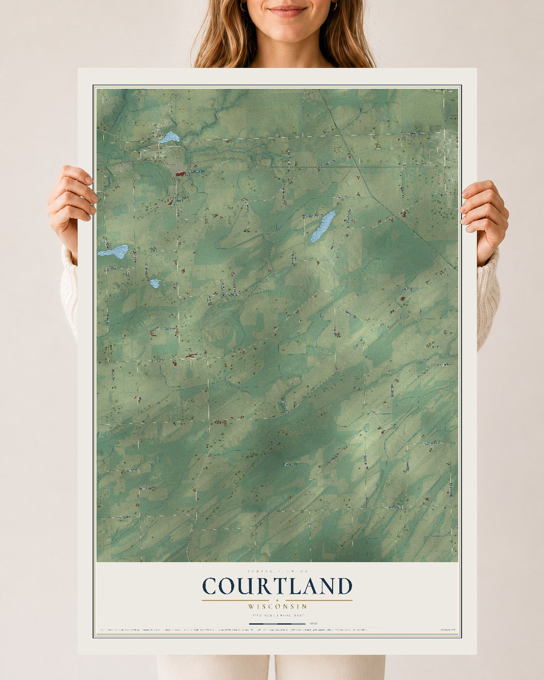 Map of Courtland, Wisconsin, 24 x 36 inch unframed archival matte print