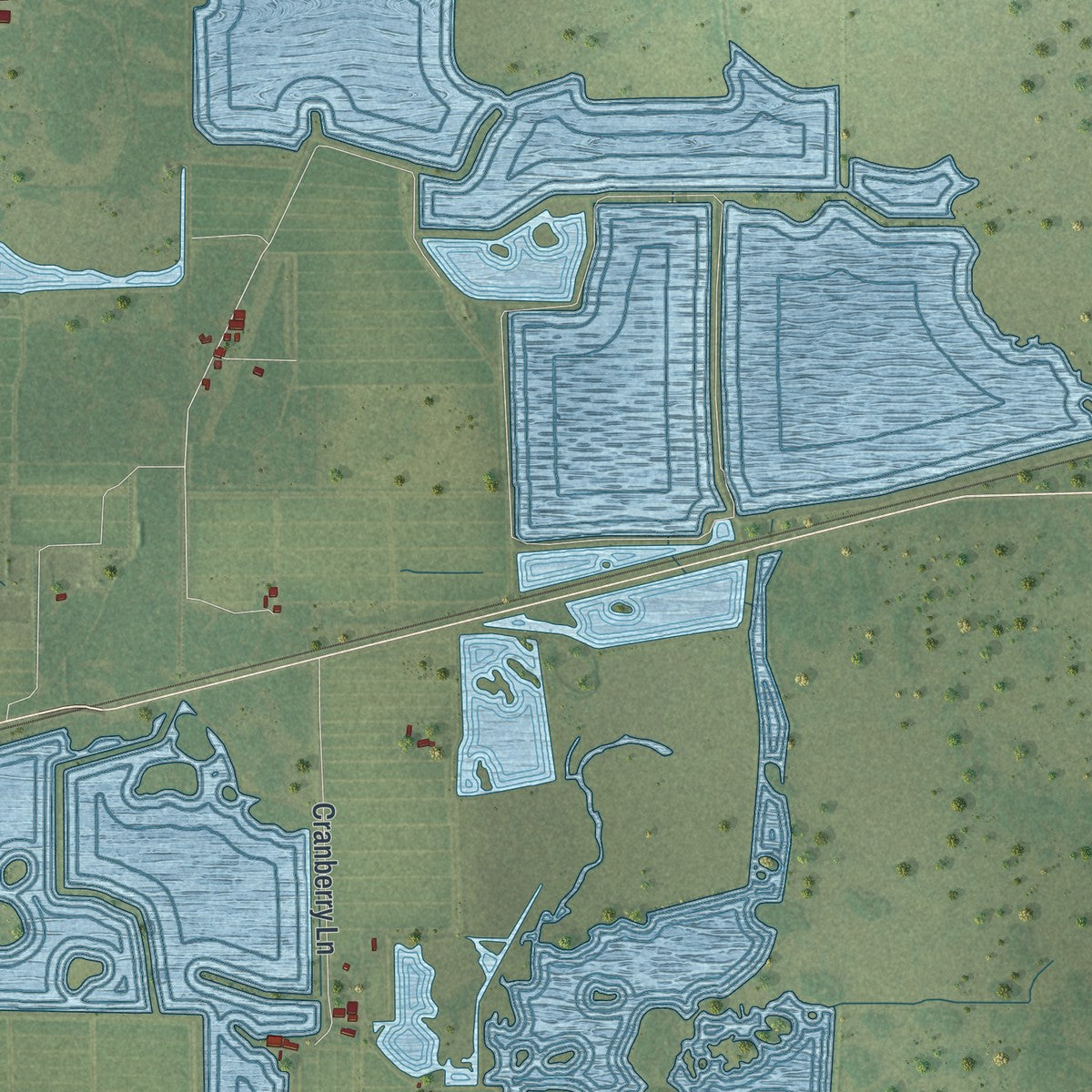 Close-up of the map of Cranmoor, Wisconsin print showing street and building detail