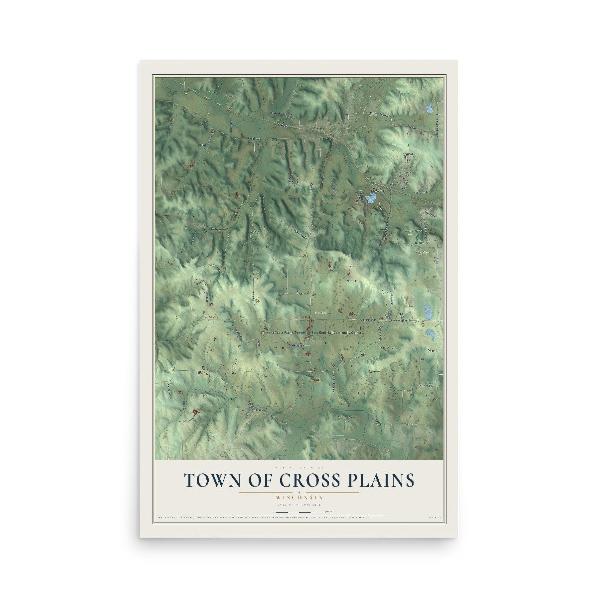 Map of the Town of Cross Plains, Wisconsin, 12 x 18 inch unframed archival matte print
