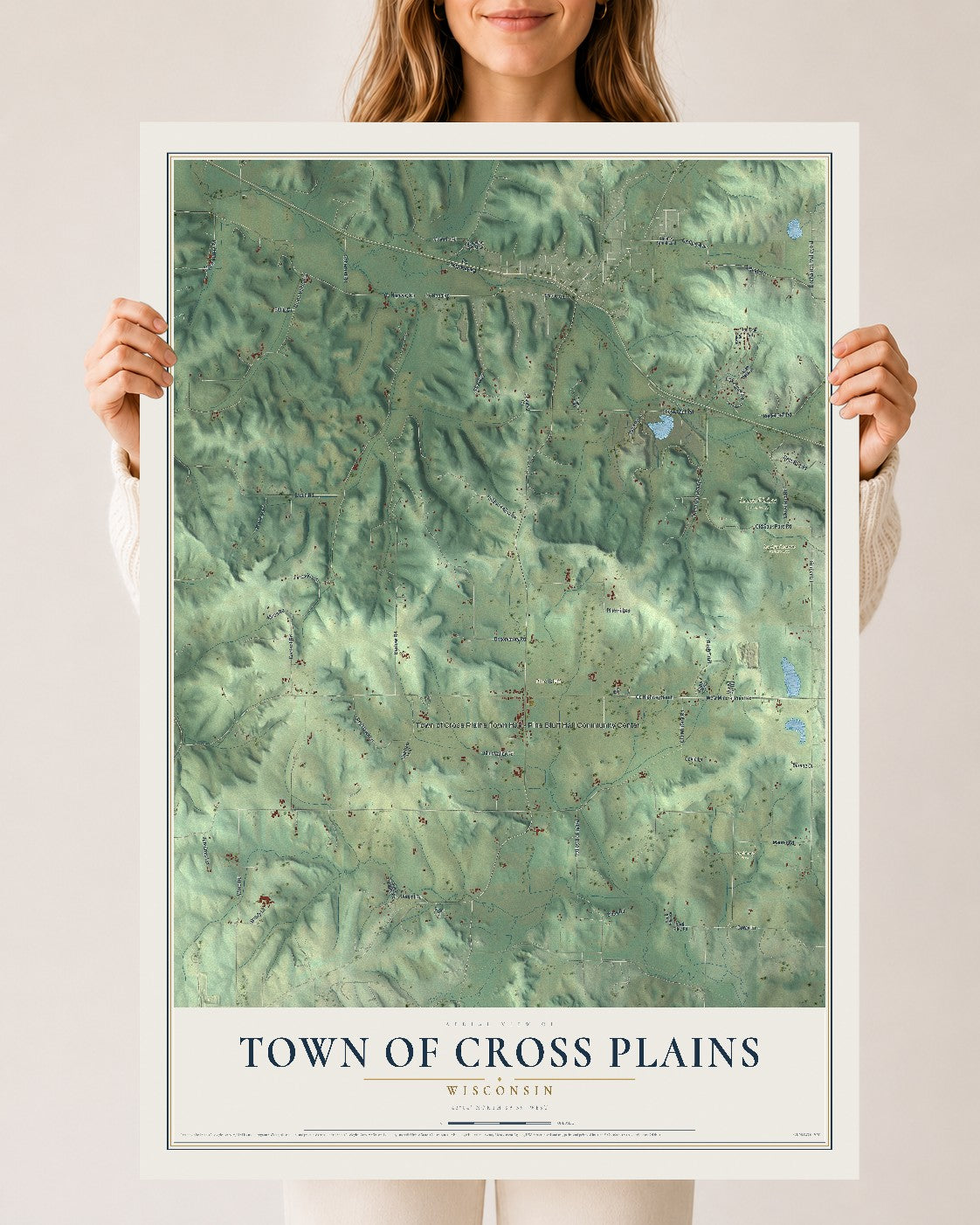 Map of the Town of Cross Plains, Wisconsin, 24 x 36 inch unframed archival matte print