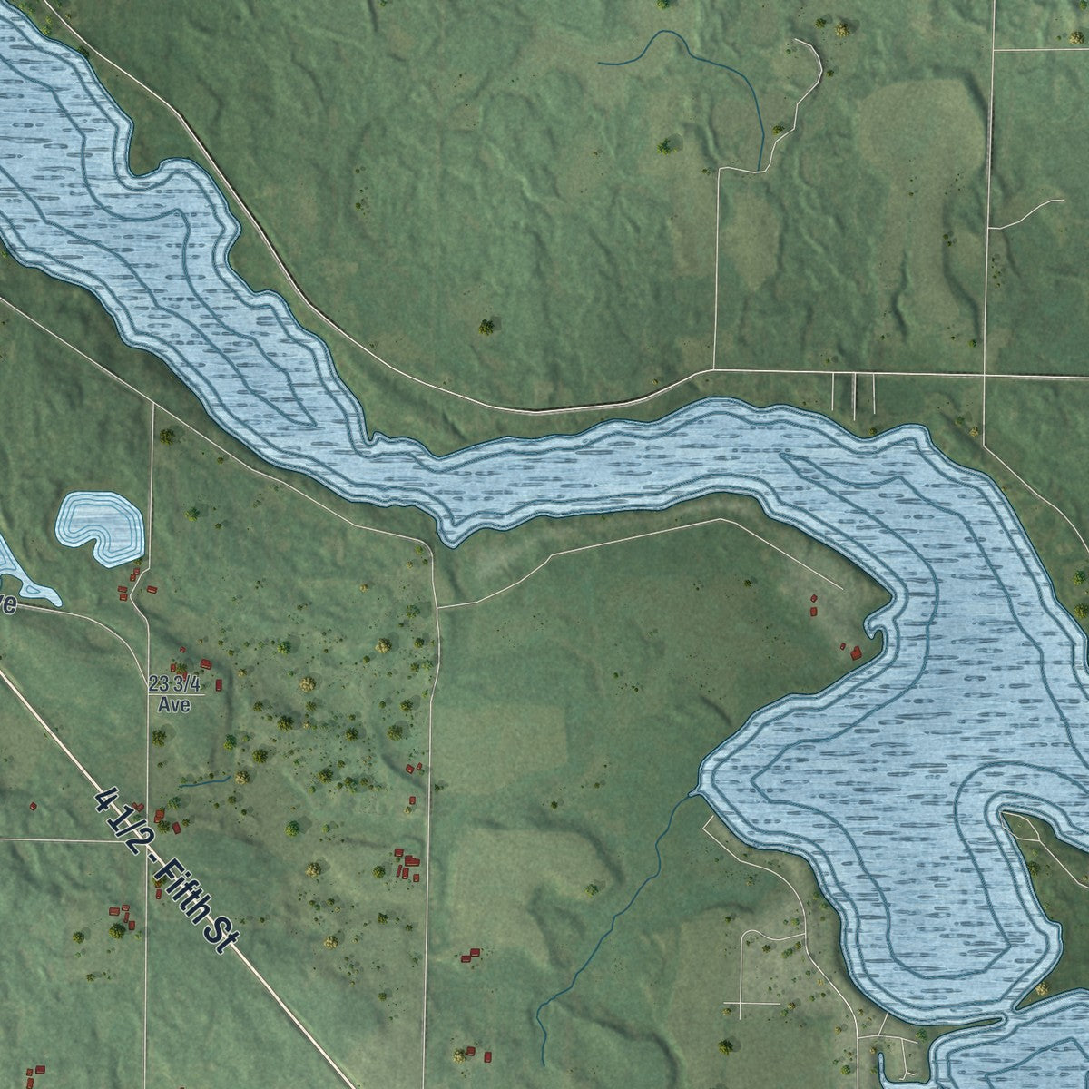 Close-up of the map of Crystal Lake, Barron County, Wisconsin print showing street and building detail