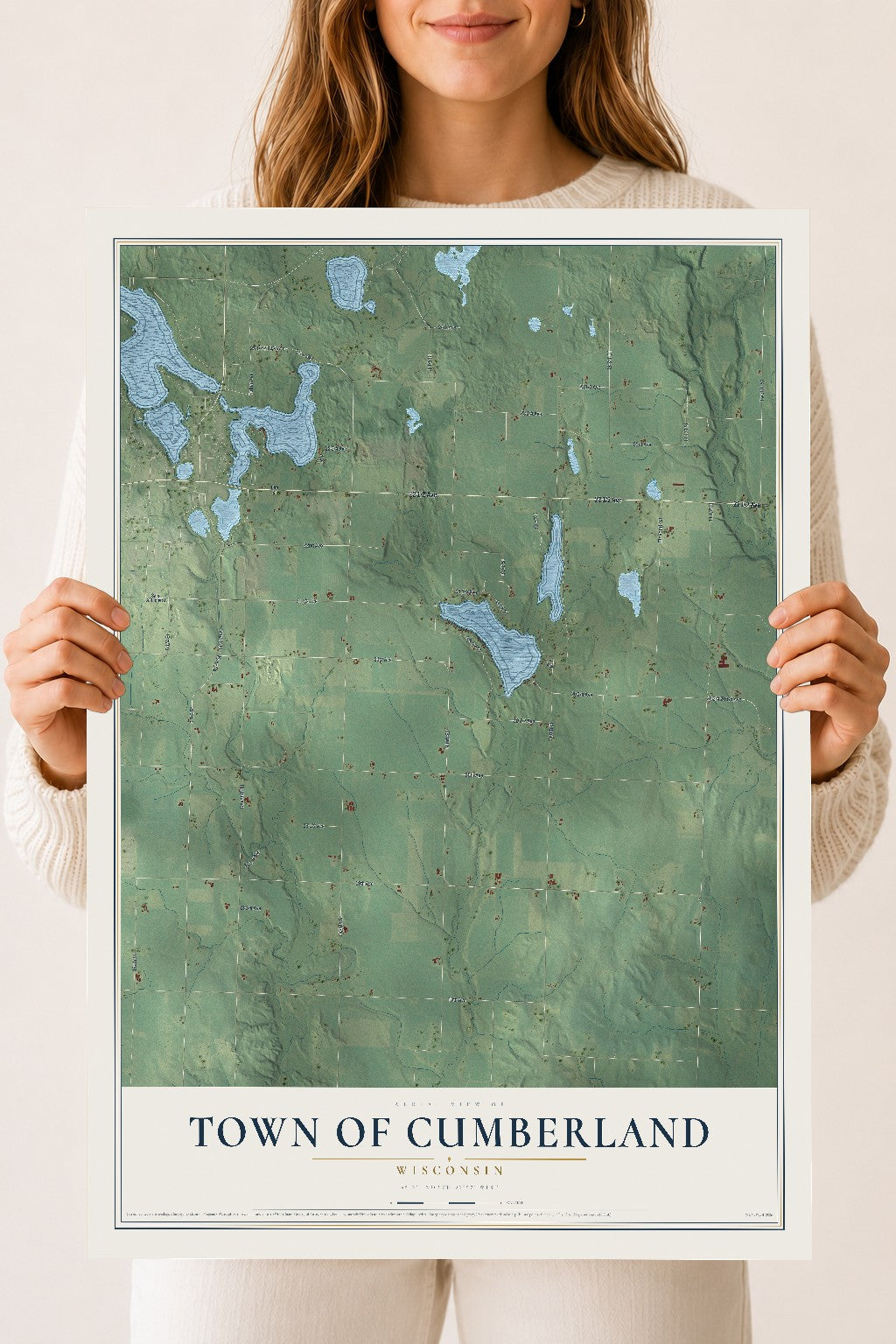 Map of the Town of Cumberland, Wisconsin, 18 x 24 inch unframed archival matte print