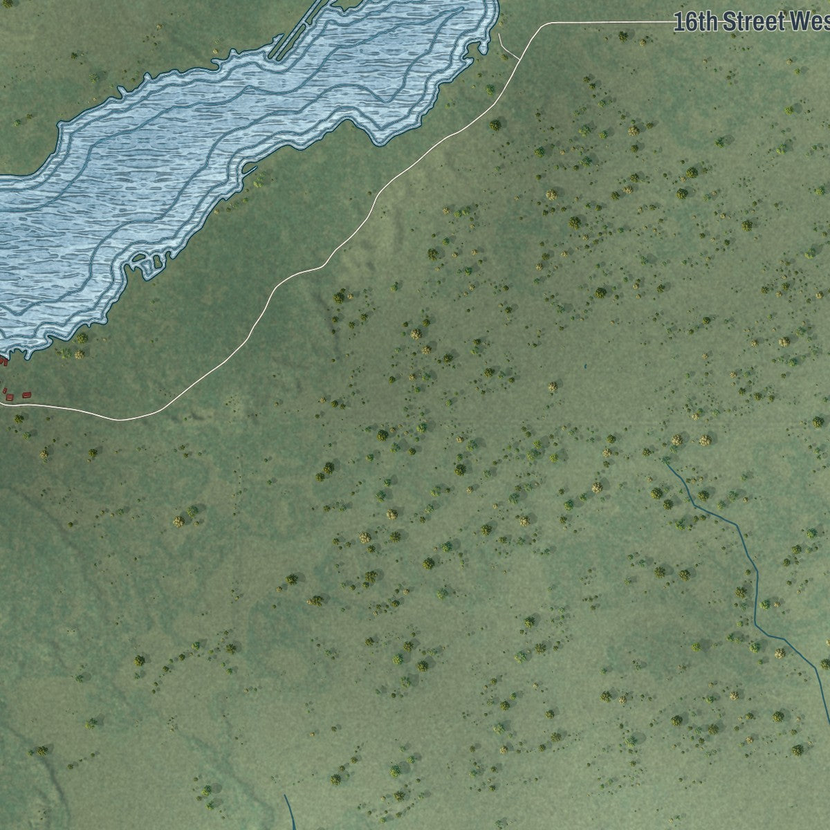 Second close-up of the map of Cutler, Wisconsin print showing more streets and buildings