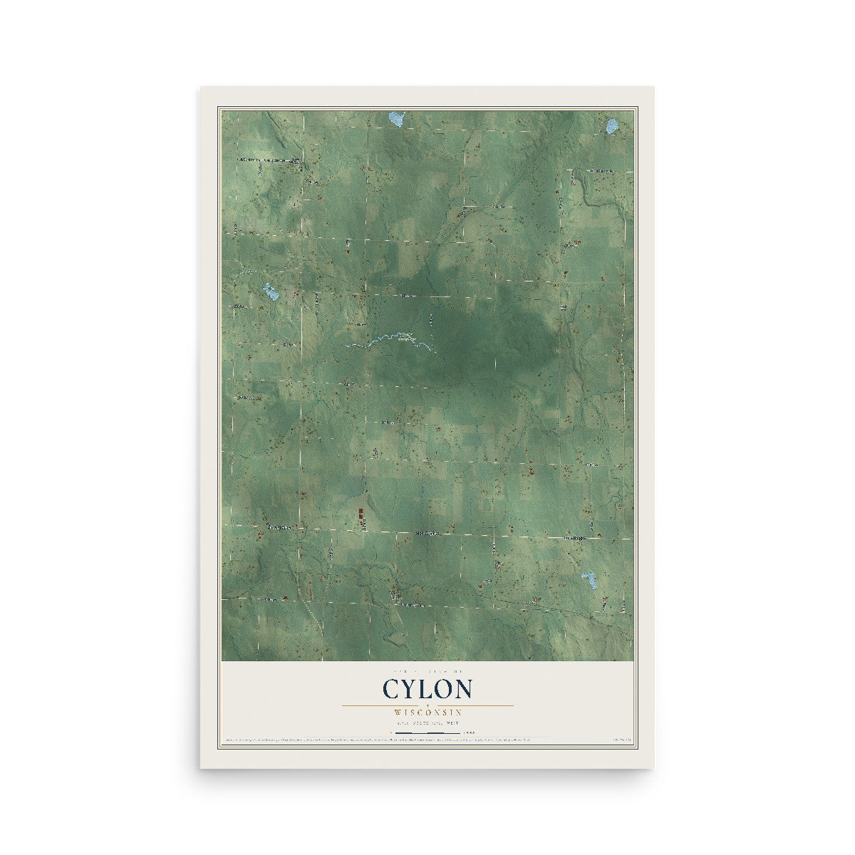 Map of Cylon, Wisconsin, 12 x 18 inch unframed archival matte print