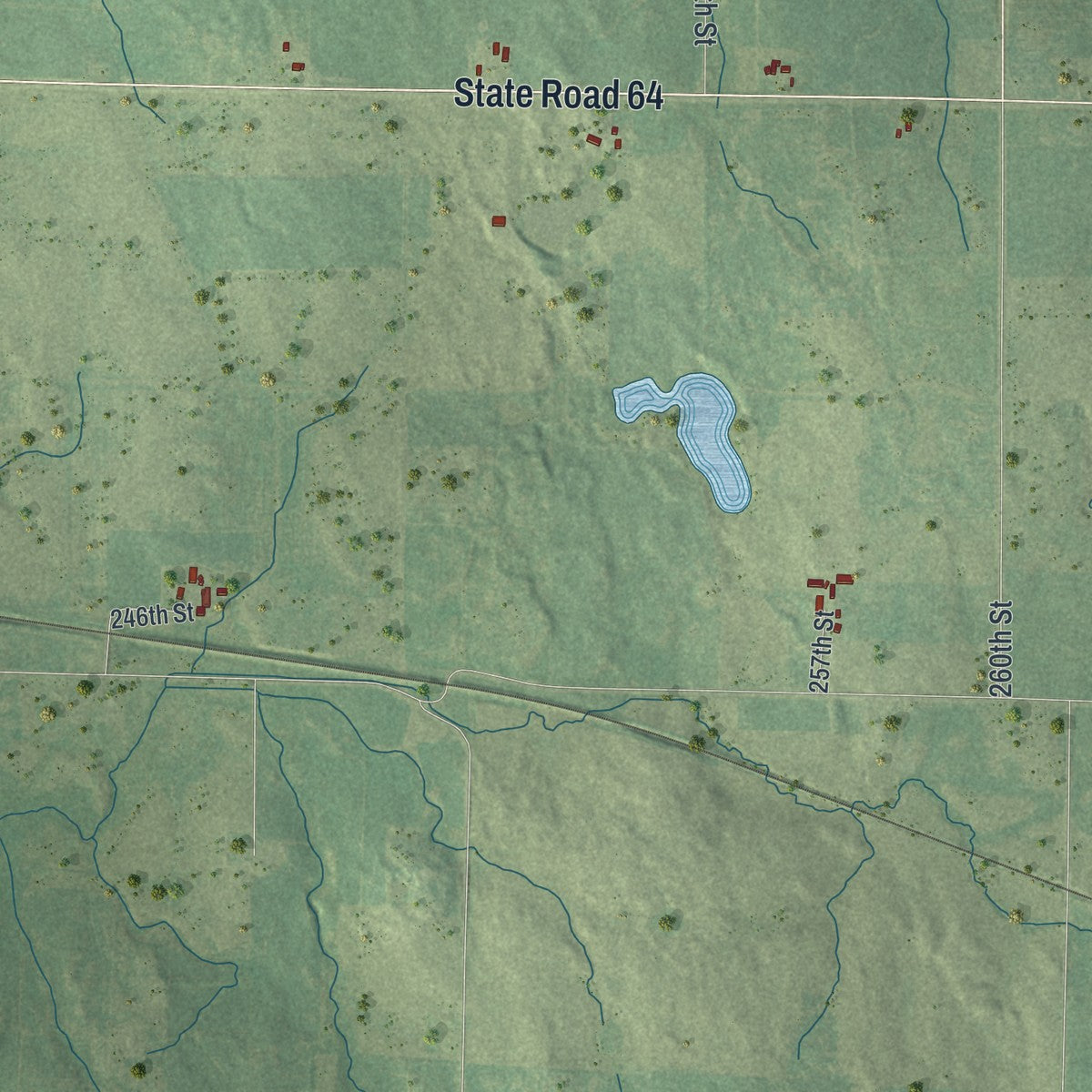 Second close-up of the map of Cylon, Wisconsin print showing more streets and buildings