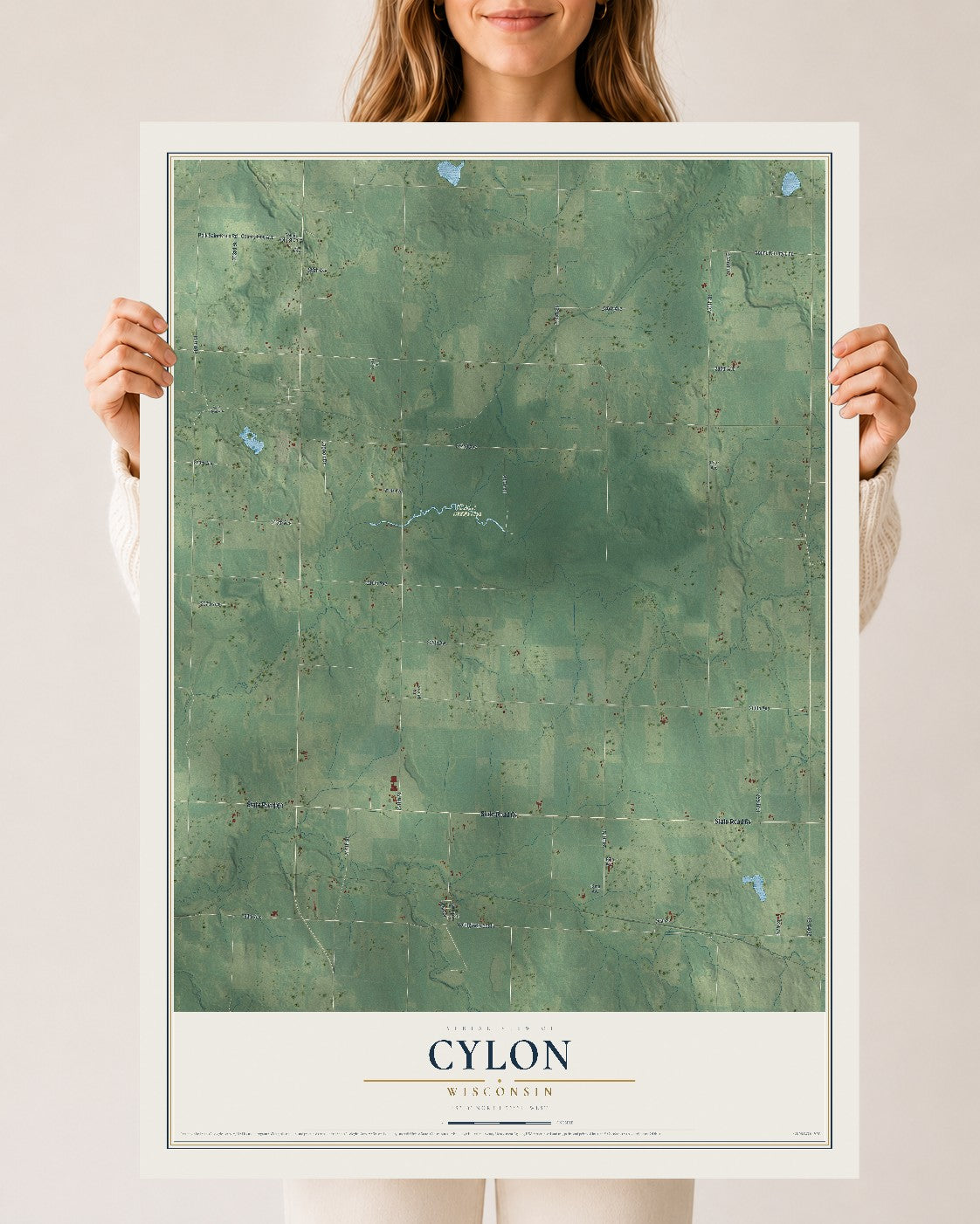 Map of Cylon, Wisconsin, 24 x 36 inch unframed archival matte print