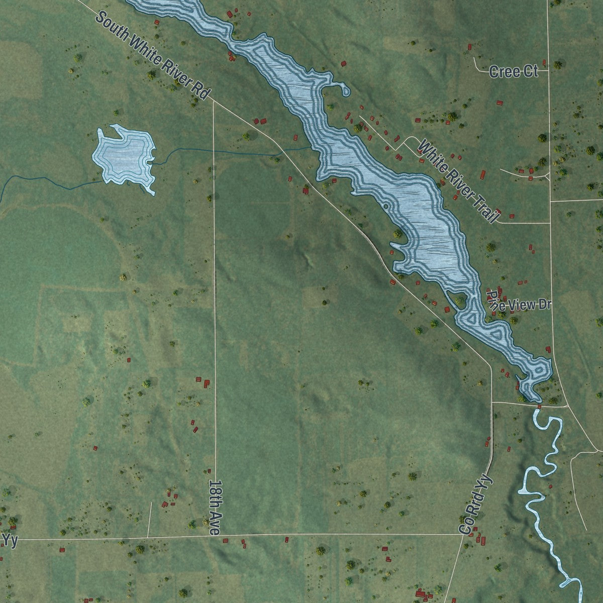 Second close-up of the map of Dakota, Wisconsin print showing more streets and buildings