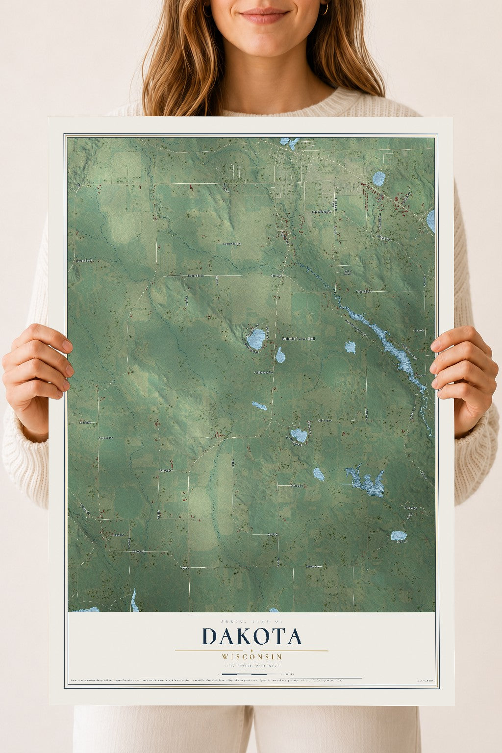 Map of Dakota, Wisconsin, 18 x 24 inch unframed archival matte print